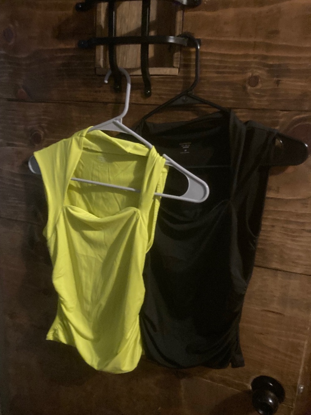 lot of 2 express tops green citrus  yellow black compression xs tank contour